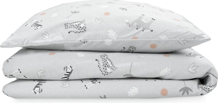 Produktbild Julius Zöllner Kinderbettwäsche Jersey Savanne Grau 100 x 135 + 40 x 60 cm