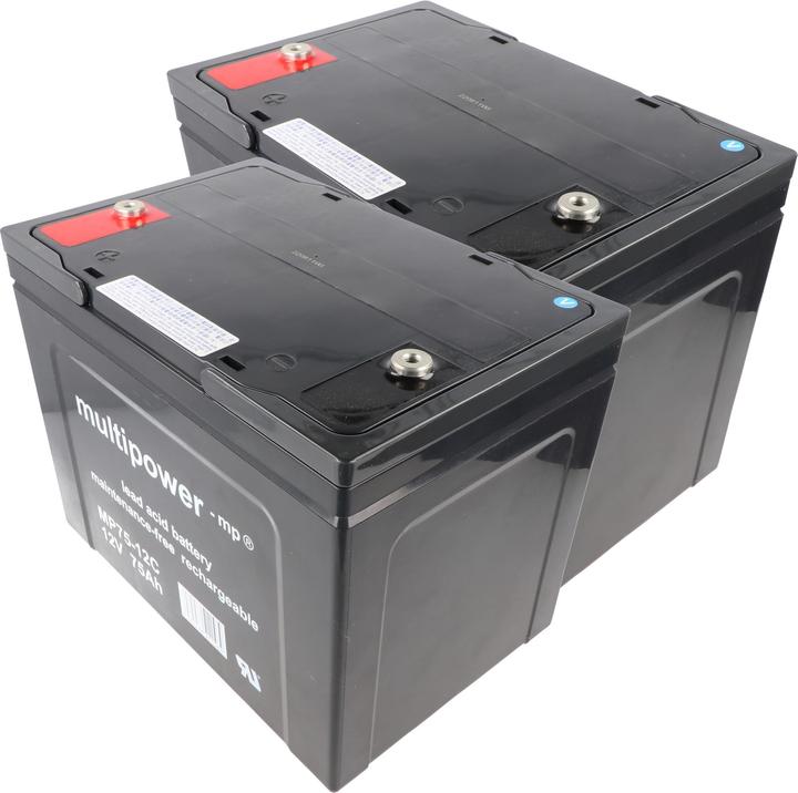 Produktbild Multipower 2 Stück PB Blei Akku passend für Seniorenmobil Elektromobil AS E 450 F, 12V 75Ah Blei AGM E450F (12 V, 75 Ah)
