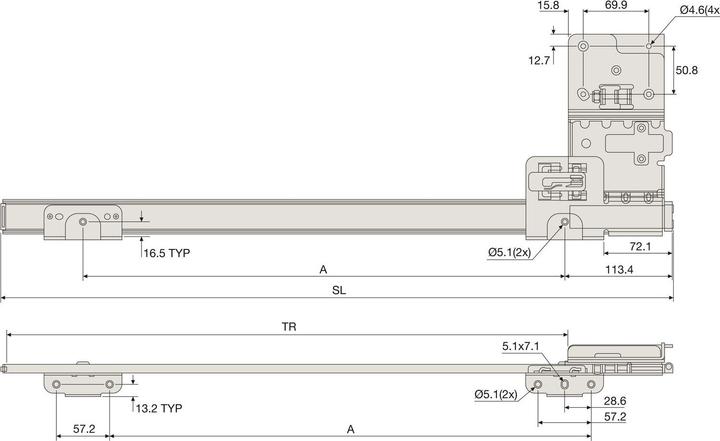 Actual product image Accuride Inslide/Forslide 1321 rotary sliding door fittings