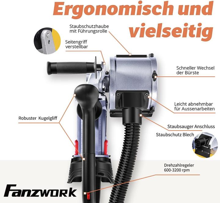 Produktbild Fanztool 1500 Watt Satiniermaschine Set mit Messing und Nylon Buerste (Bürstenschleifer, 1500 W)