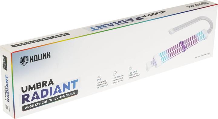 Actual product image Kolink Umbra Radiant ARGB 12V-2x6 to 12V-2x6 Cable (Multicoloured)