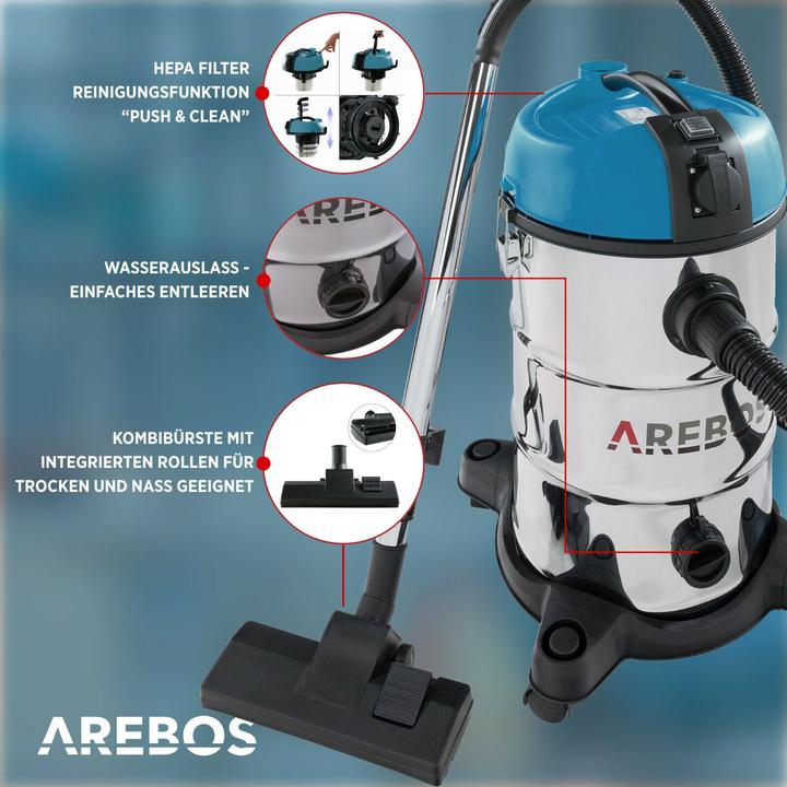 Actual product image Arebos Industrial vacuum cleaner 5IN1 - 30 L Blue (Wet dry vacuum cleaner)