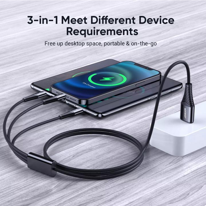 Produktbild Joyroom S-1230G4 3in1 USB-C / Lightning / Micro USB 1.2m USB cable (black) (1.20 m)