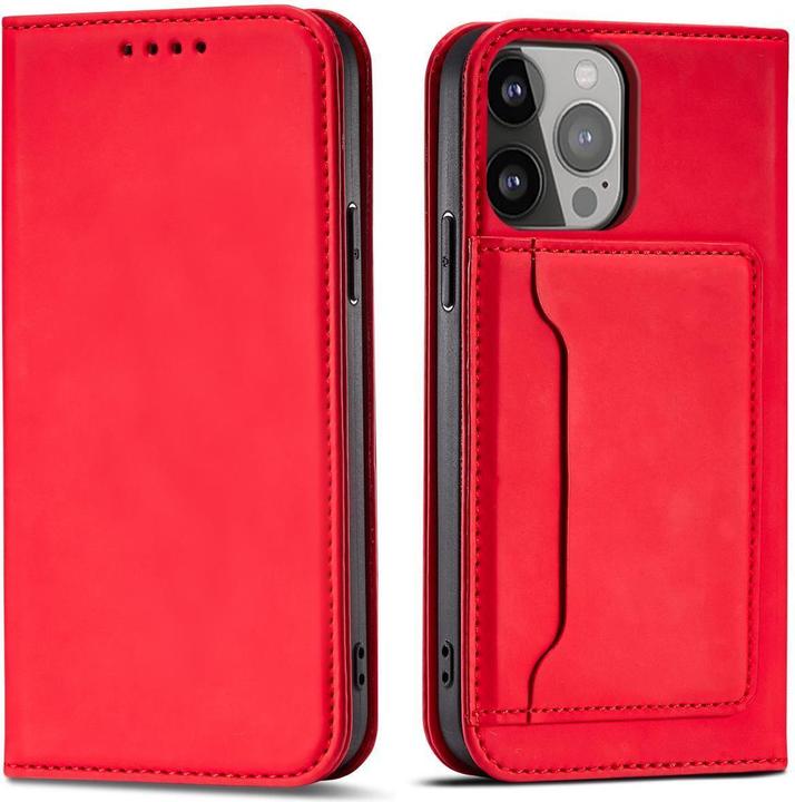 Actual product image Hurtel Magnet Card Case for iPhone 13 Pro Pouch Card Wallet Card Holder Red (Apple iPhone 13 Pro)