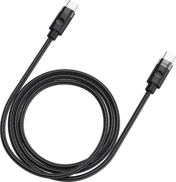 Actual product image Orico Cable CDX 60W 3A Power Delivery USB-C - USB-C 1m Cable - Black (1 m, USB 2.0, 60 W)