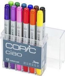 Actual product image Copic Ciao set of 12 (Lipstick Red, Blue Green, Ultra Navy, Shock pink, Burnt umber, Purple blue, Yellow, Forest Green, Yellowish Green, Black, Cadmium Orange, Violet, 6 mm, 12 x)
