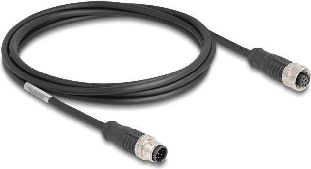 Produktbild Delock M12 Kabel A-kodiert 8 Pin Stecker zu Buchse PVC 2 m (S/FTP, CAT5e, 2 m)