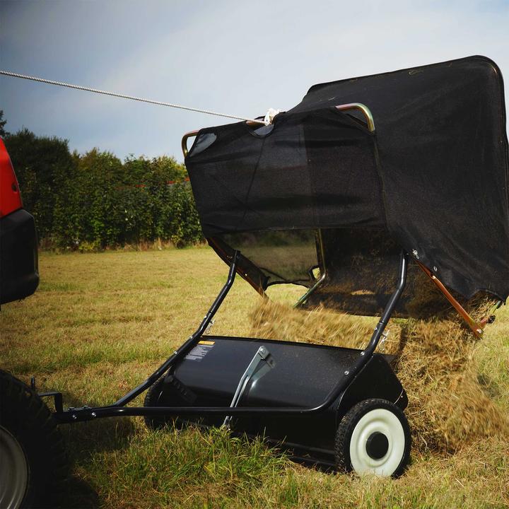 Actual product image Wiltec Lawn sweeper with 118 cm sweeping width Leaf collector 415 litre ride-on mower