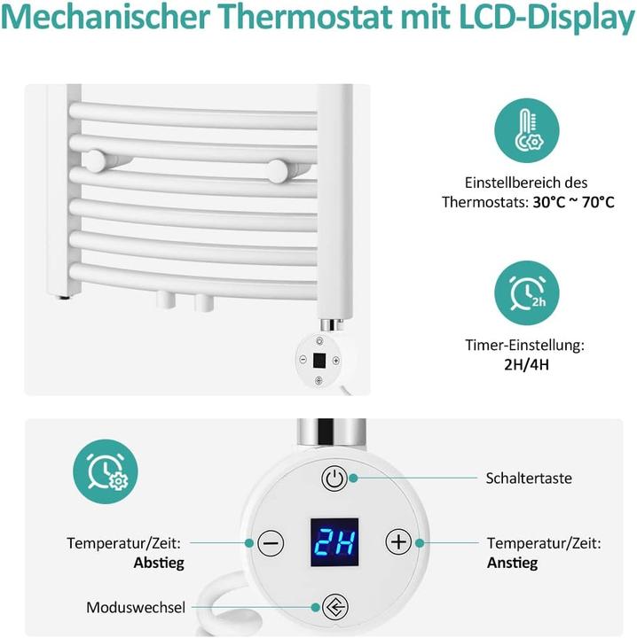 Actual product image Emke Heating Element for Towel Warmer with Temperature Controller, 1200W White (2nd generation) (1200 W)