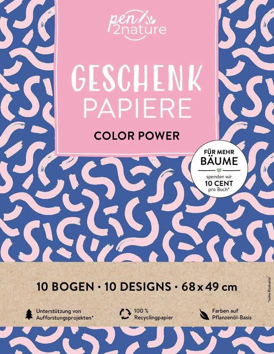 Produktbild Geschenkpapier-Buch Color Power | 100% Recyclingpapier (Geschenkpapier, 10 x)
