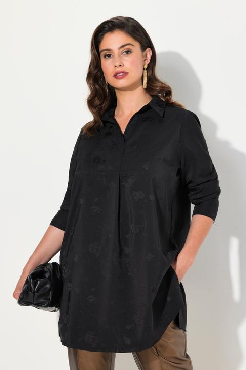 Produktbild Ulla Popken Longtunika, Satin, Struktur, V-Ausschnitt, Langarm (60)