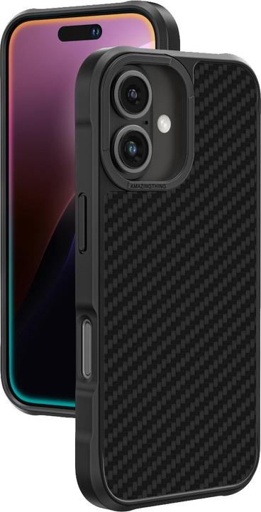 Amazingthing Titan Max Case mit 1500D Aramidfasern für iPhone 16 - Schwarz (Apple iPhone 16)