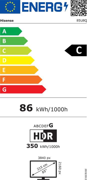 Energie-Label Hisense TV 85U8Q (85", U8KQ, LED, 4K, 2025)
