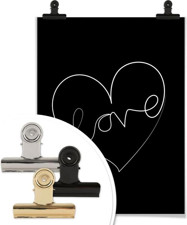 Produktbild Trenddeko Hariri - Love Lines - Schwarz-Weiss (50 x 60 cm)