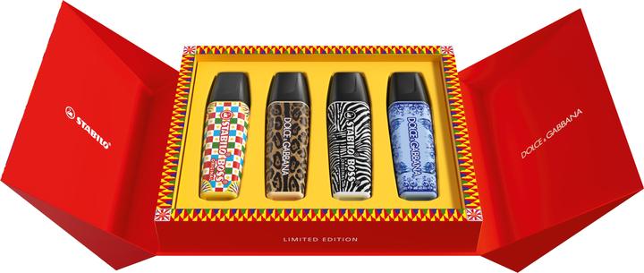 Immagine prodotto STABILO Boss Original x Dolce & Gabbana Box (Nero, Blu nuvoloso, Beige, Giallo pastello, 5 mm, 4 x)