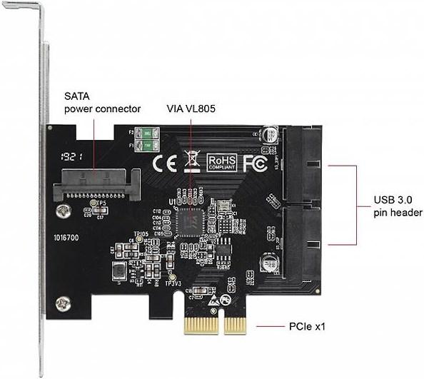 Image du produit Delock Carte PCI Express 2x USB 3.0 interne (en-tête de broche)