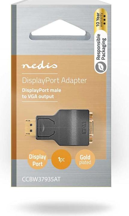 Produktbild Nedis DisplayPort - VGA Adapter, DisplayPort Stecker - VGA Buchse, vergoldet, ABS (VGA)