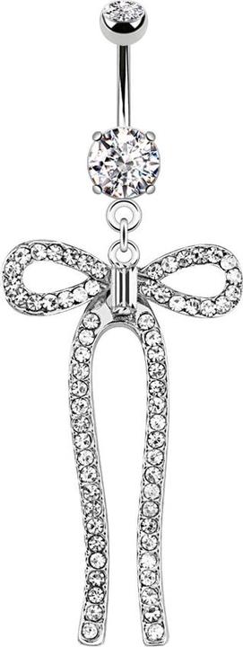 Star Piercing Banane silber mit Anhänger Kristall Schlaufe (ohne Messing, Chirurgenstahl 316L)