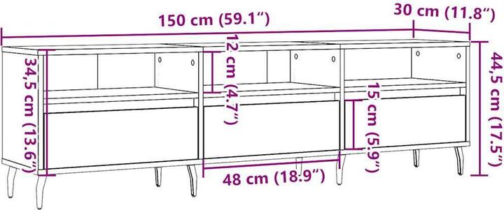 Produktbild VidaXL TV Schrank Lowboard Fernsehschrank Fernsehtisch TV Möbel Altholz-Optik (150 x 30 x 44.5 cm)