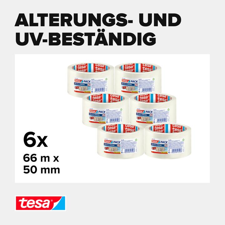 Produktbild tesa 6x tesapack SOLID & STRONG Packband, leise abrollbar (50 mm)