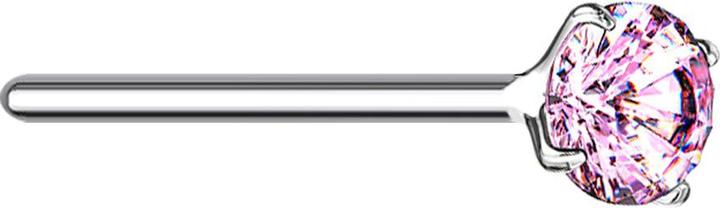 Star Piercing Nasenstecker biegen silber runder Kristall pink gefasst (ohne Messing, 925 Sterlingsilber)