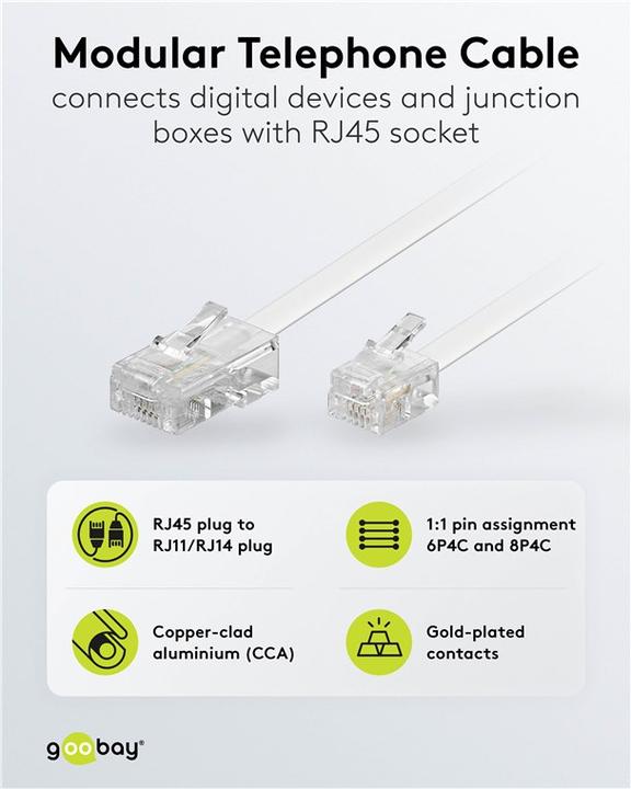 Produktbild Goobay 10m RJ-11/RJ-45 Cable