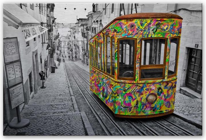 Produktbild Trenddeko Silbereffekt Ben Heine - Tram in Lissabon (100 x 70 cm)