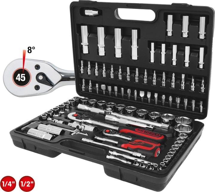 Actual product image KS Tools 1/4 +1/2 CHROMEplus Steckschlüssel-Satz, 96-tlg