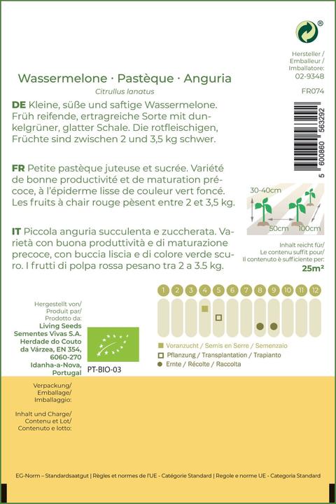 Image du produit Living Seeds Wassermelone Sugar Baby (Graines de légumes)