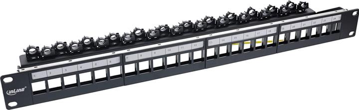 Actual product image InLine Patch panel 24-way, Keystone blank patch panel, 19", 1U, black RAL9005