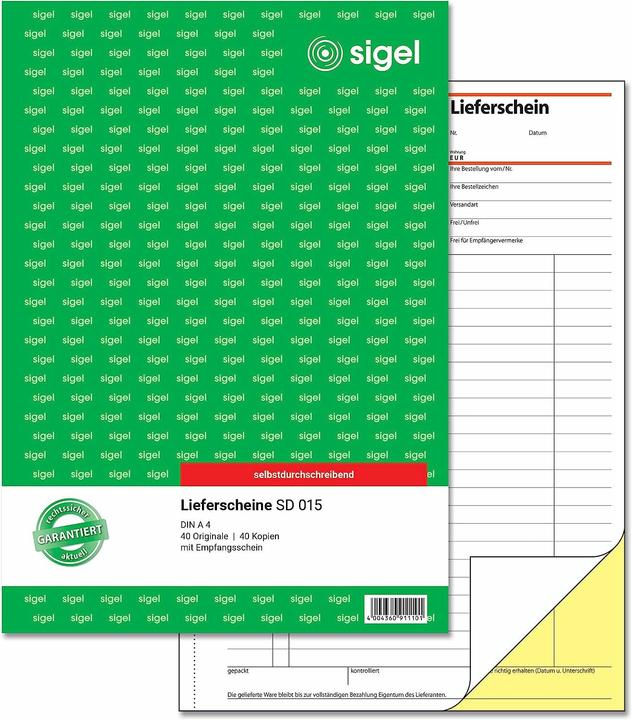 Actual product image Sigel Form book "Delivery note with receipt", A4, SD (2 x)
