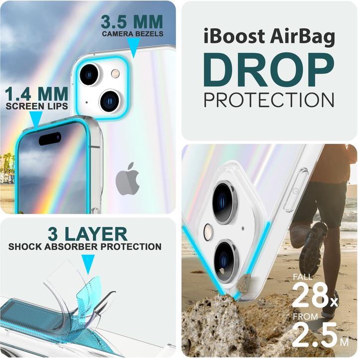 Image du produit Nalia Housse en verre trempé transparent effet arc-en-ciel (Apple iPhone 15 Plus)