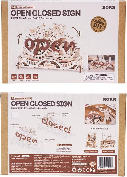 Image du produit Robotime Bausatz Open Closed Schild, Modell Art: Dekoration