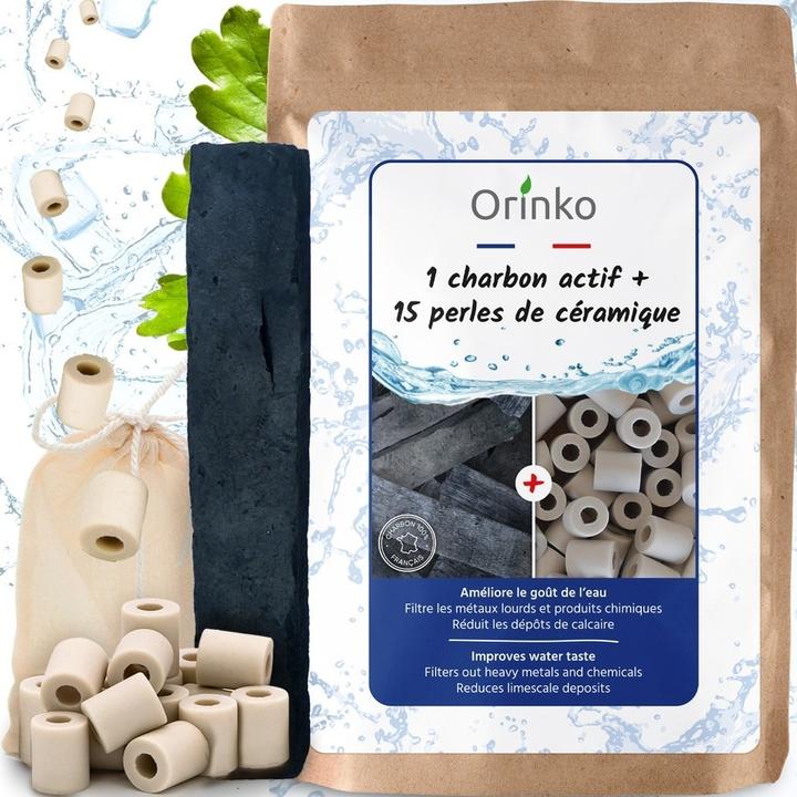 Orinko Charbon actif français + 15 perles de céramique grise (1 x)