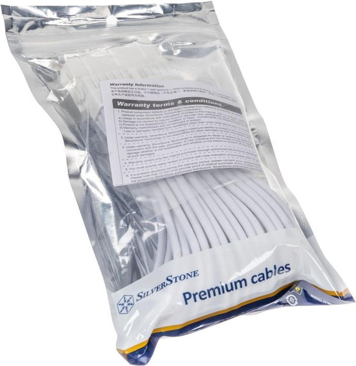 Produktbild Silverstone SST-PP07E-MBW-V2 - superflexible Netzteil-Verlängerungskabel, 1 x 24pin ATX, Weiss