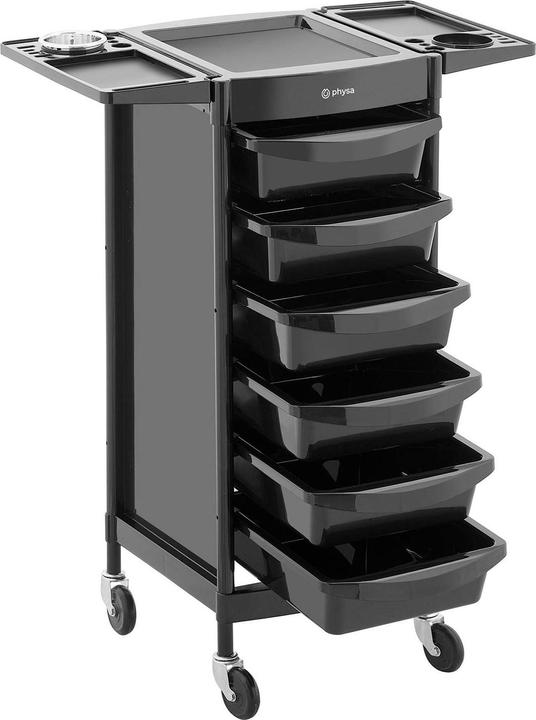 Produktbild Physa Rollbarer Friseurtrolley Friseurwagen Kosmetikwagen 6 Schubladen 10 kg schwarz
