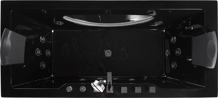 Actual product image Beliani Whirlpool bath black rectangular with LED 180 x 80 cm HAWES (235 l, 80 cm, 180 cm)