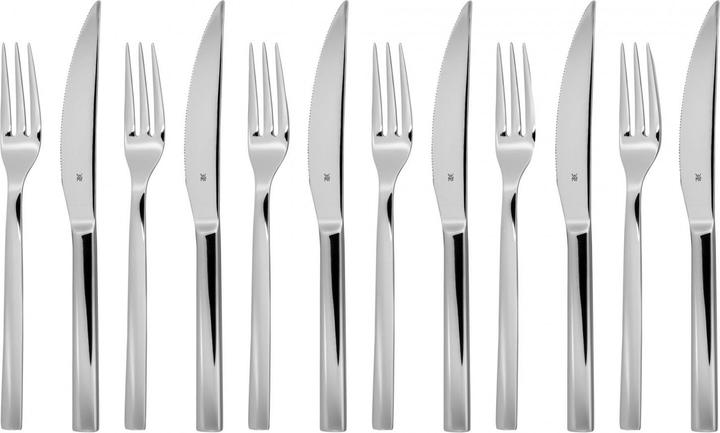 Produktbild WMF Steakbesteck Set Steakmesser 6 Personen Nuova 12tlg Spezialklingenstahl Edelstahl (12 Stück, Besteck Set)