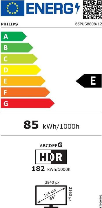 Label énergétique Philips 65PUS8808/12 (65", LED, 4K, 2023)