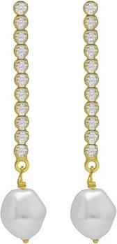 Victoria Cruz Luxury drop earrings with crystals and baroque pearl Purpose A4666-07DT