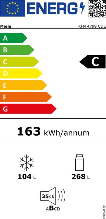 Etichetta energetica Miele Frigorifero/congelatore combinato KFN 4799 CDE in acciaio inox CleanSteel (371 l)