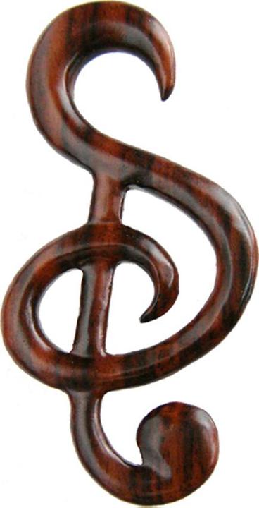 Star Piercing Ohrgewicht Haken Notenschlüssel aus Narra Holz (ohne Messing, Organisch)