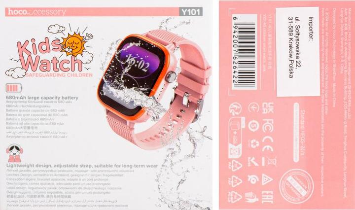 Productafbeelding Hoco Headphone with microphone smartwatch for kids with call function 4G Y101 pink (4G)