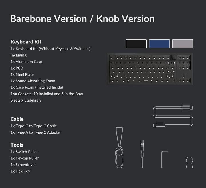 Actual product image Keychron Q3 Barebone ISO Knob Version (CH, Cable)