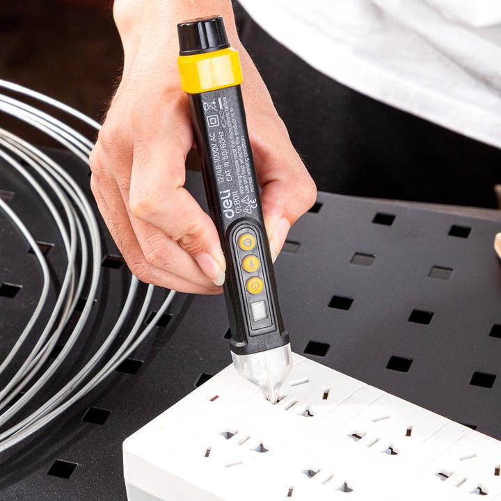 Produktbild Deli Tools Non-contact voltage tester EDL8011, 12/48-1000V AC (black) (CAT III 1000V)