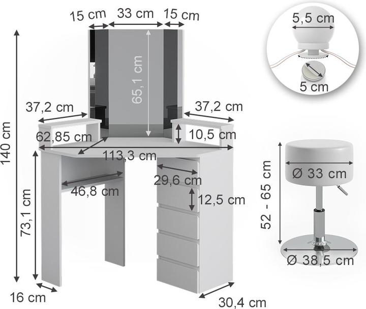 Image du produit Vicco Tilda (113 x 63 x 140 cm)