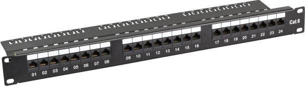Produktbild EFB Elektronik EFB Patchpanel Cat.6 UTP 48,30cm (19")/1HE 24xRJ45 schwarz