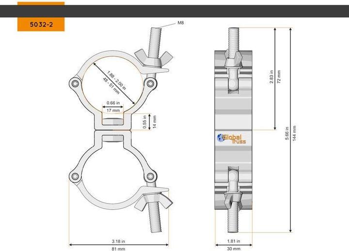 Actual product image Global Truss Swivel Coupler Small 48-51/30/100kg