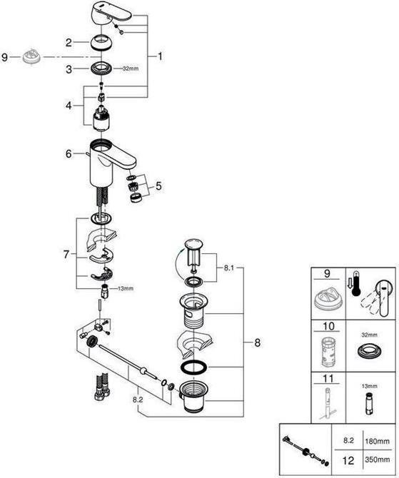 Actual product image Grohe Eurosmart Cosmopolitan single-lever basin mixer S-Size