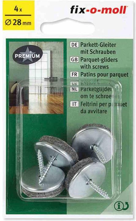 Fix-o-moll Parquet glides with screw (Parquet floor gliders, 4 Piece)